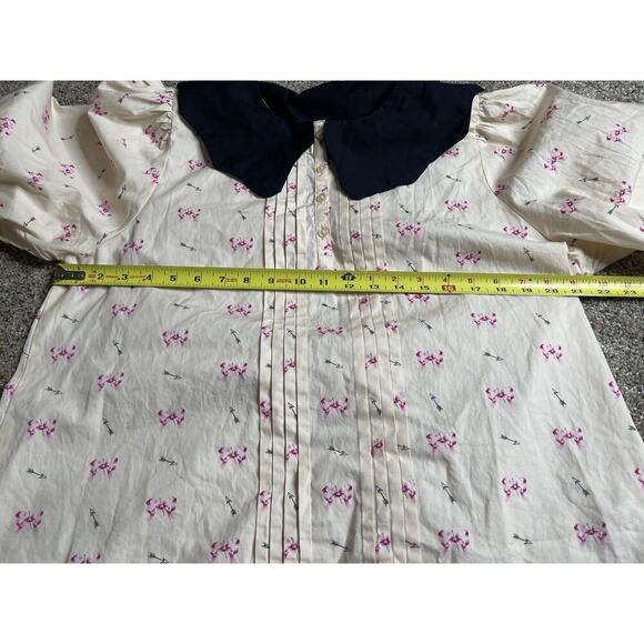 CATH KIDSTON Shirt Size UK 16 Beige Bows Chunky Collar Coquette - Picture 8 of 9